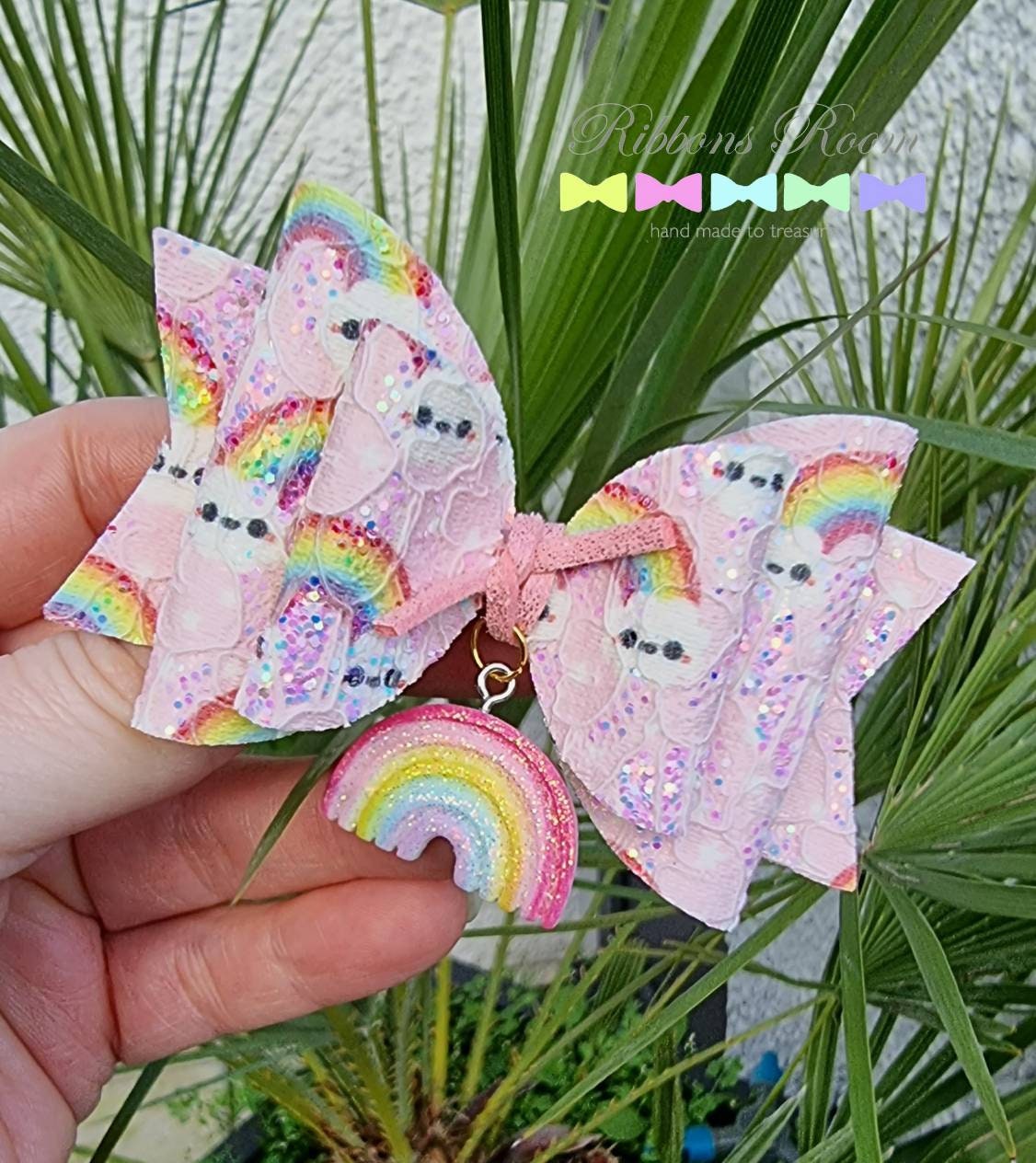 Rainbow Hair Bow Headband, Rainbow Clips, Sparkly Bow, Baby Headbands, Accessories, Pink Glitter Bows, Bows