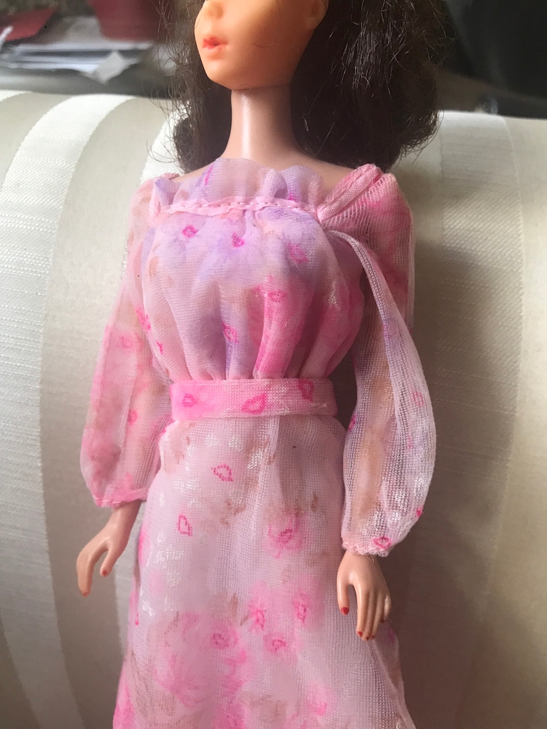 Beautiful Vintage Kissing Barbie Maxi Dress In Pink Chiffon Etsy