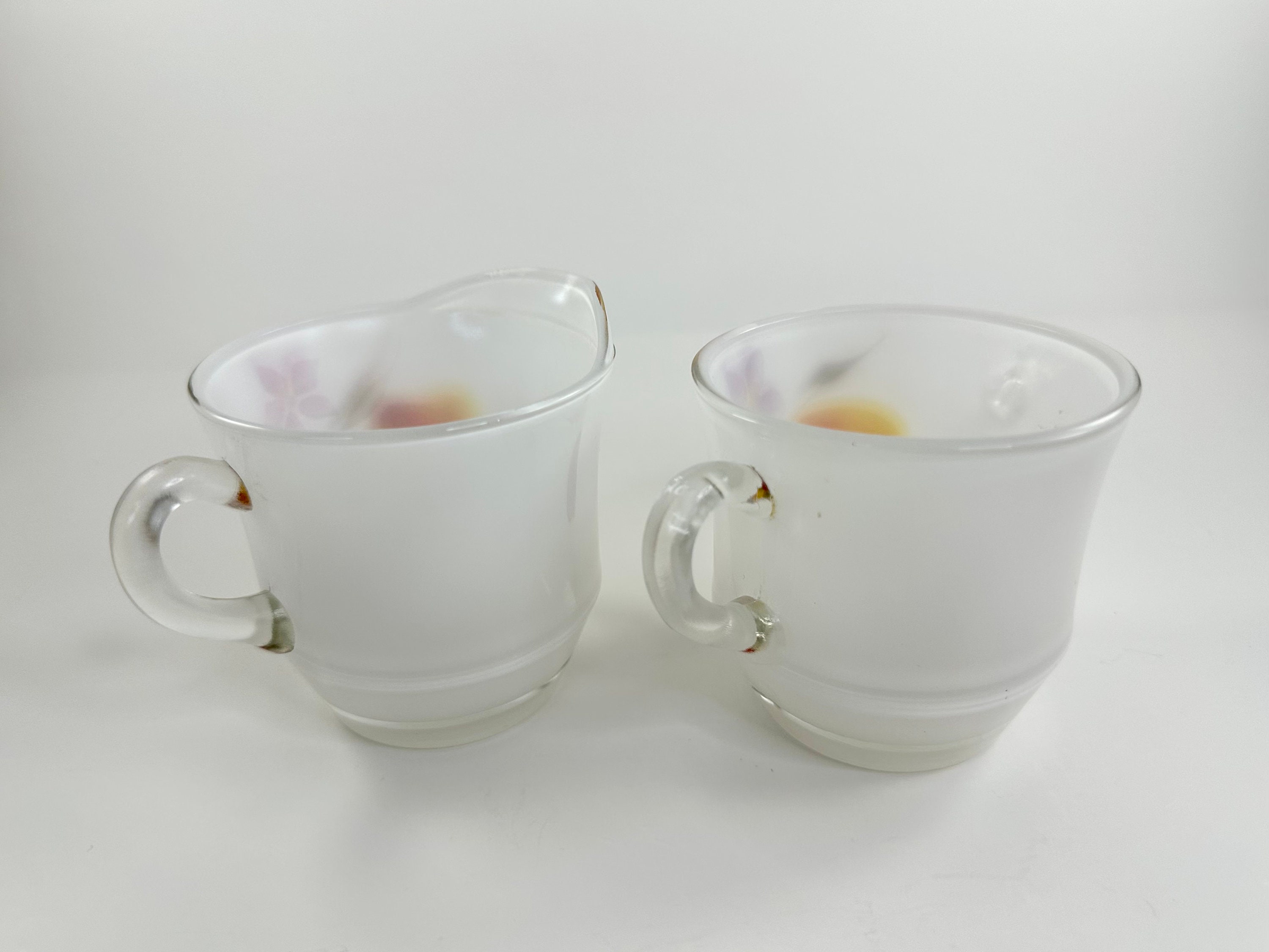 Vintage 1950s Gay Fad Studios Bartlett Collins Glassware Hand Painted Fruit Creamer Sugar