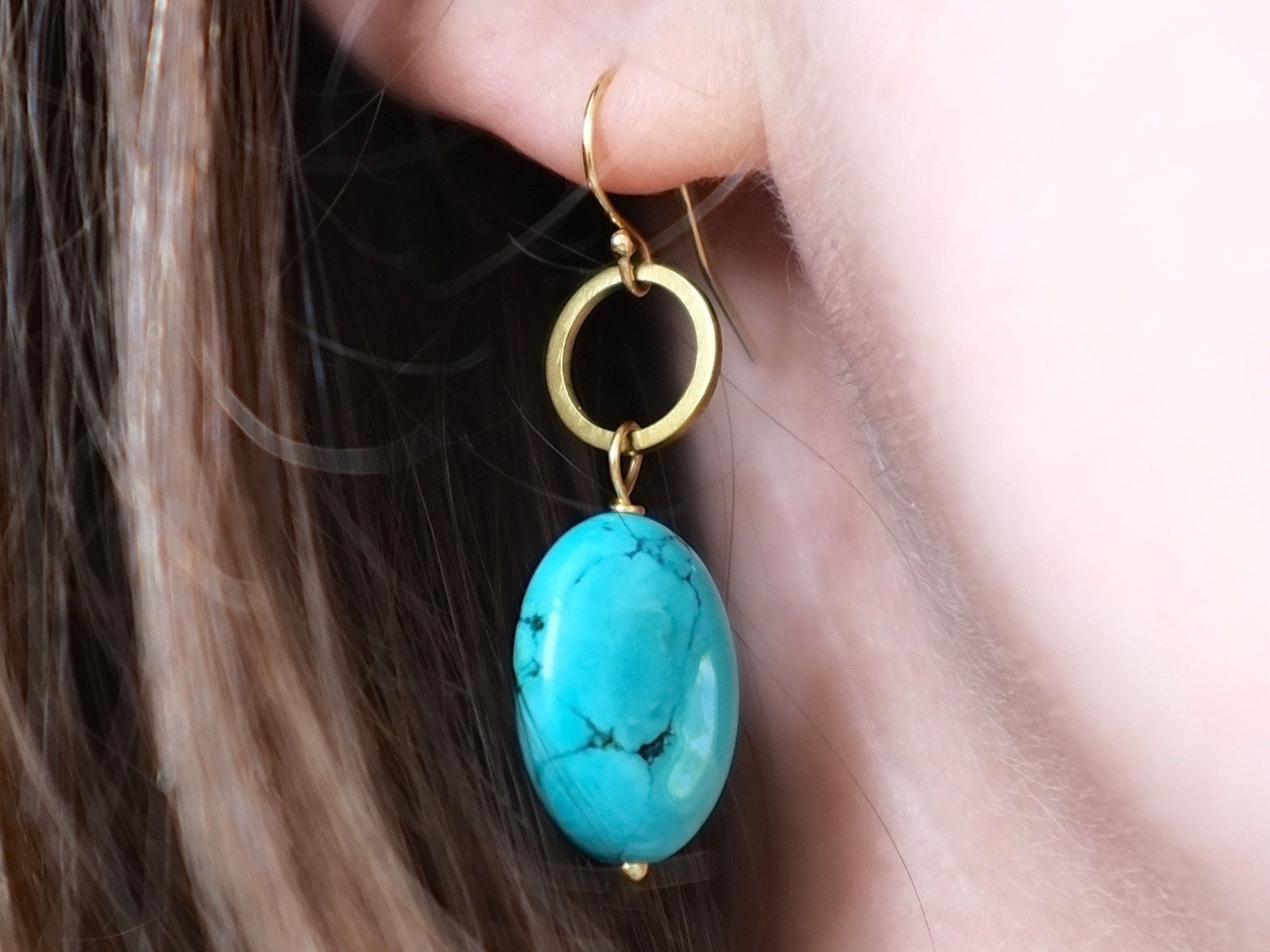 Turquoise Birthstone Drop Earrings