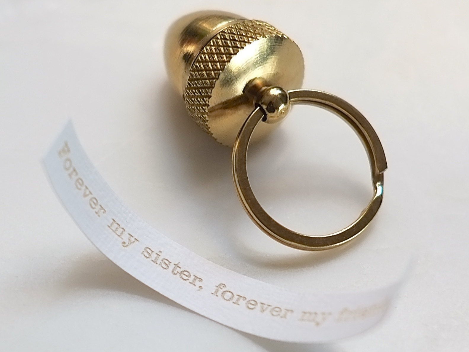 Secret Message Acorn Locket Keyring