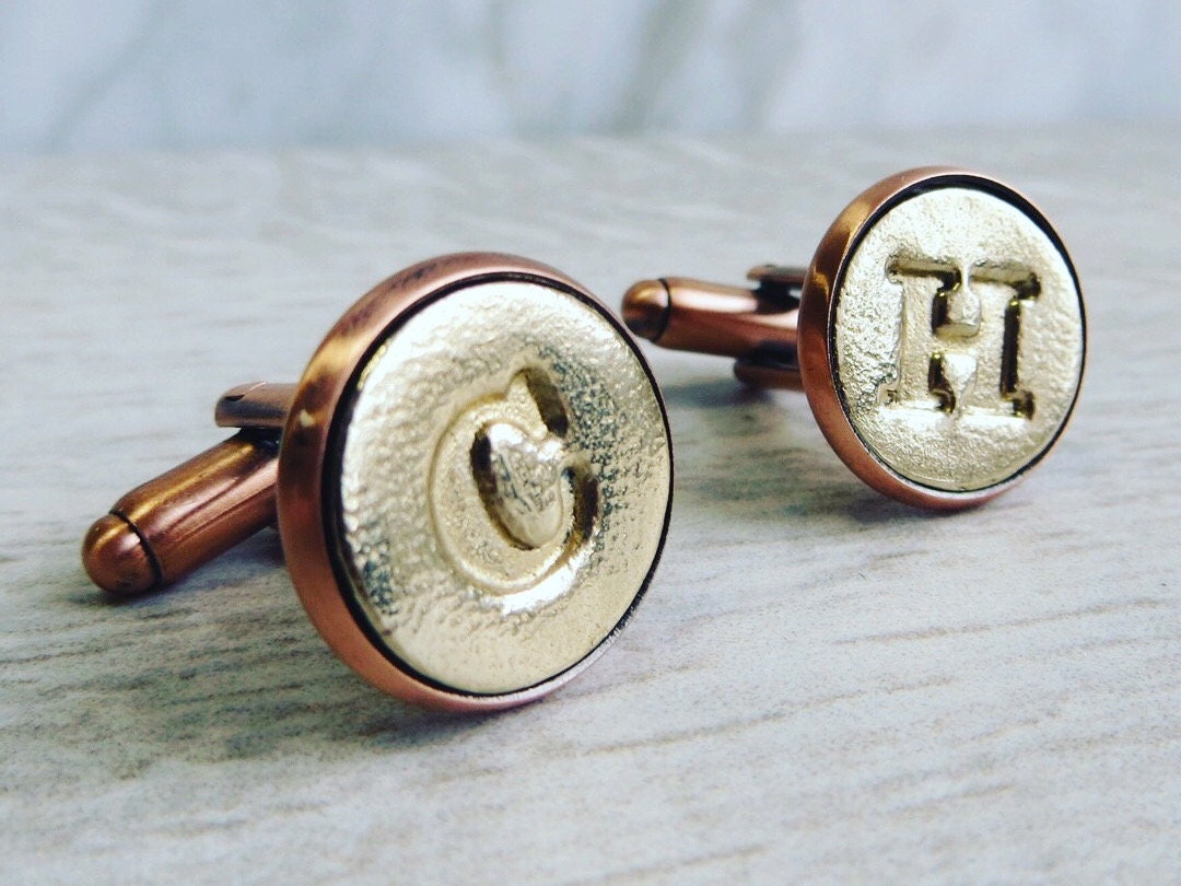 Pair Of Personalised Bronze & Copper Initial Cufflinks