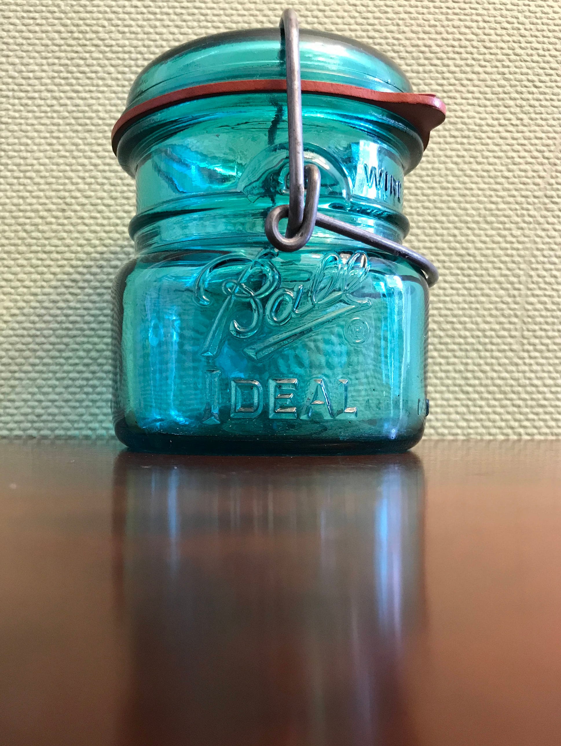 Blue Ball Jar Vintage Ball Ideal Canning Jar Turquoise Mason Jar Ball Jar With Wire Pint