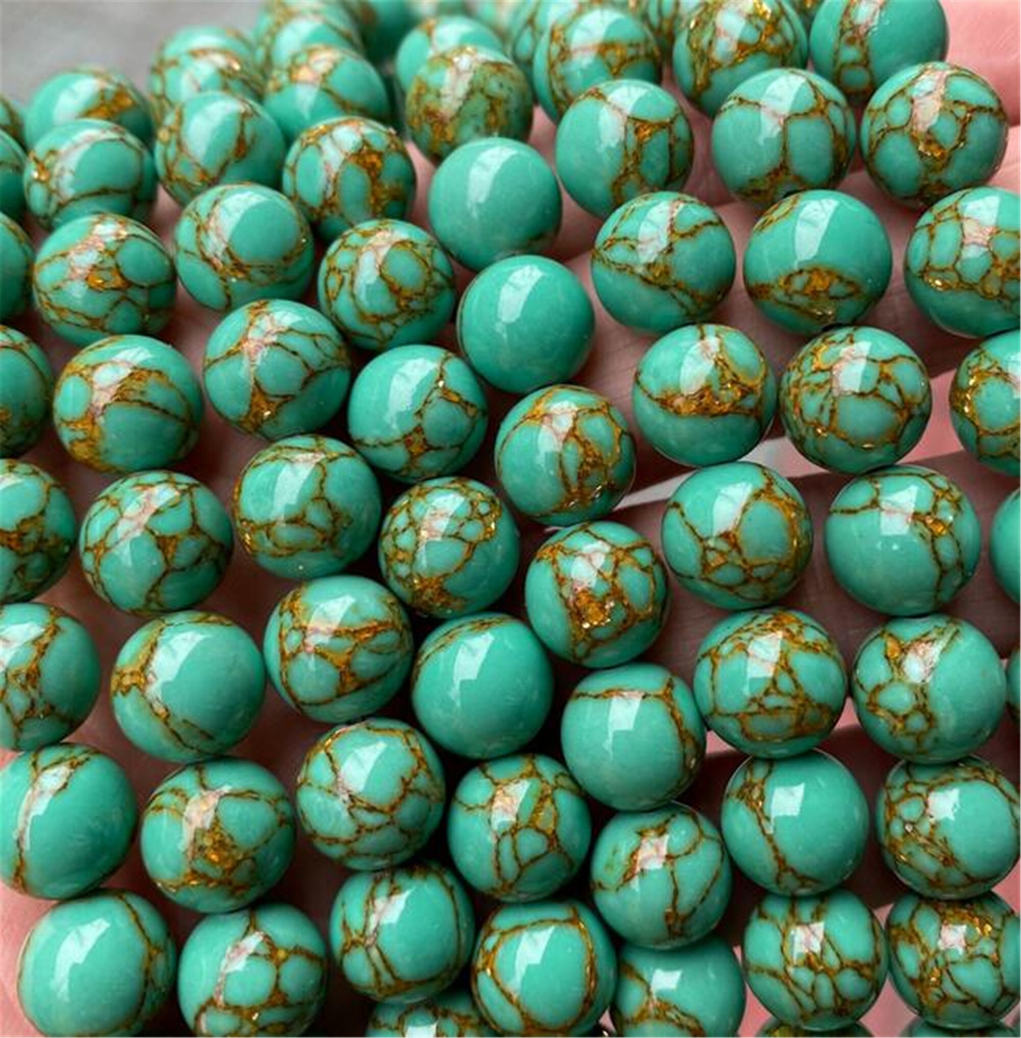 Mm Mm Howlite Turquoise Round Beads Green Howlite Etsy