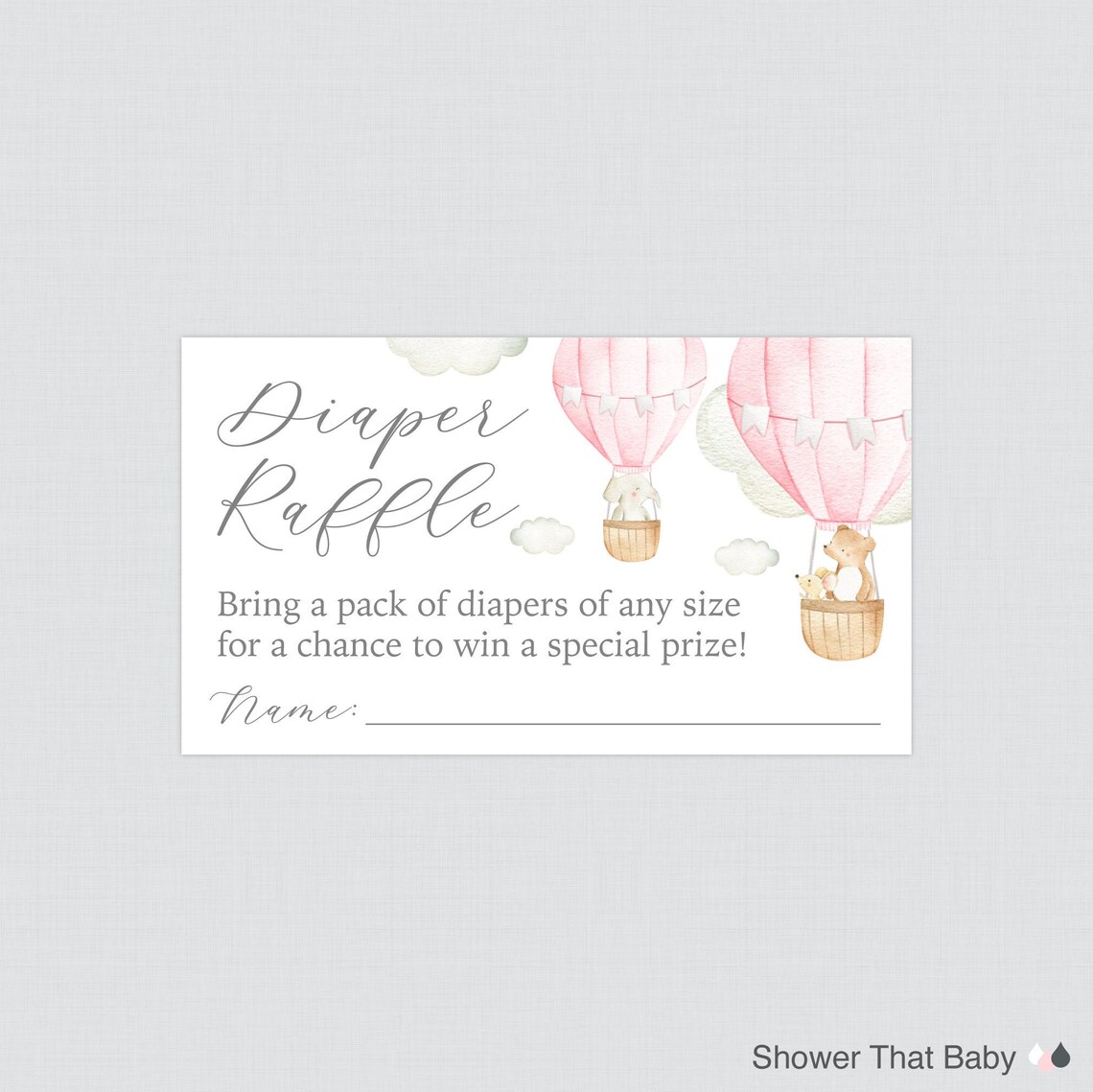 Pink Hot Air Balloon Diaper Raffle Tickets And Diaper Raffle Etsy