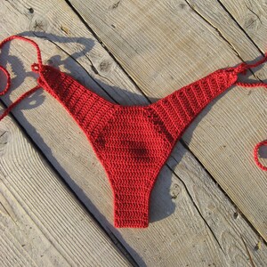 High Hip Brazilian Crochet Bikini Bottoms Red Brazilian Can Be Made In Any Color Etsy
