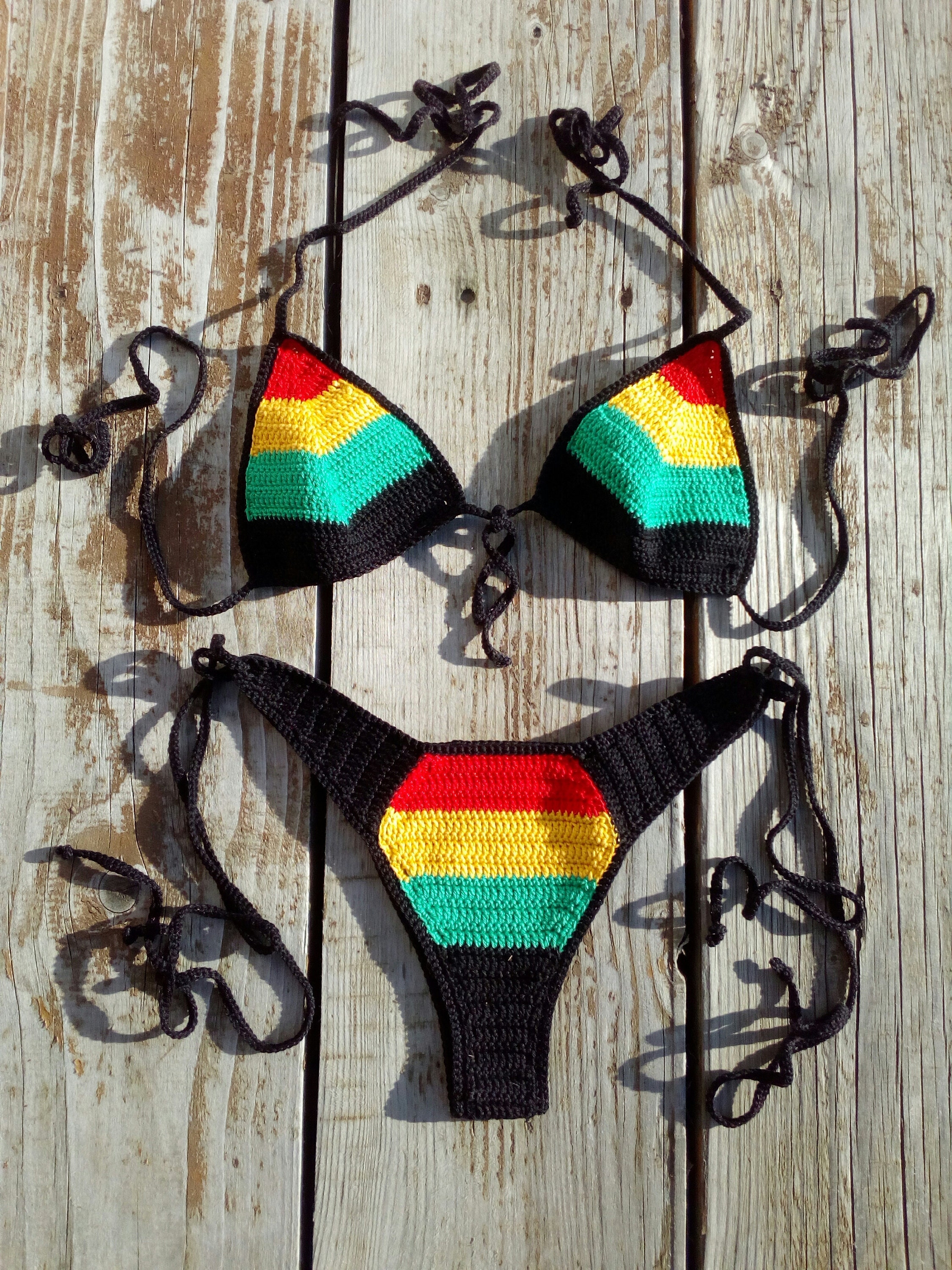 Rasta Crochet Bikini Etsy