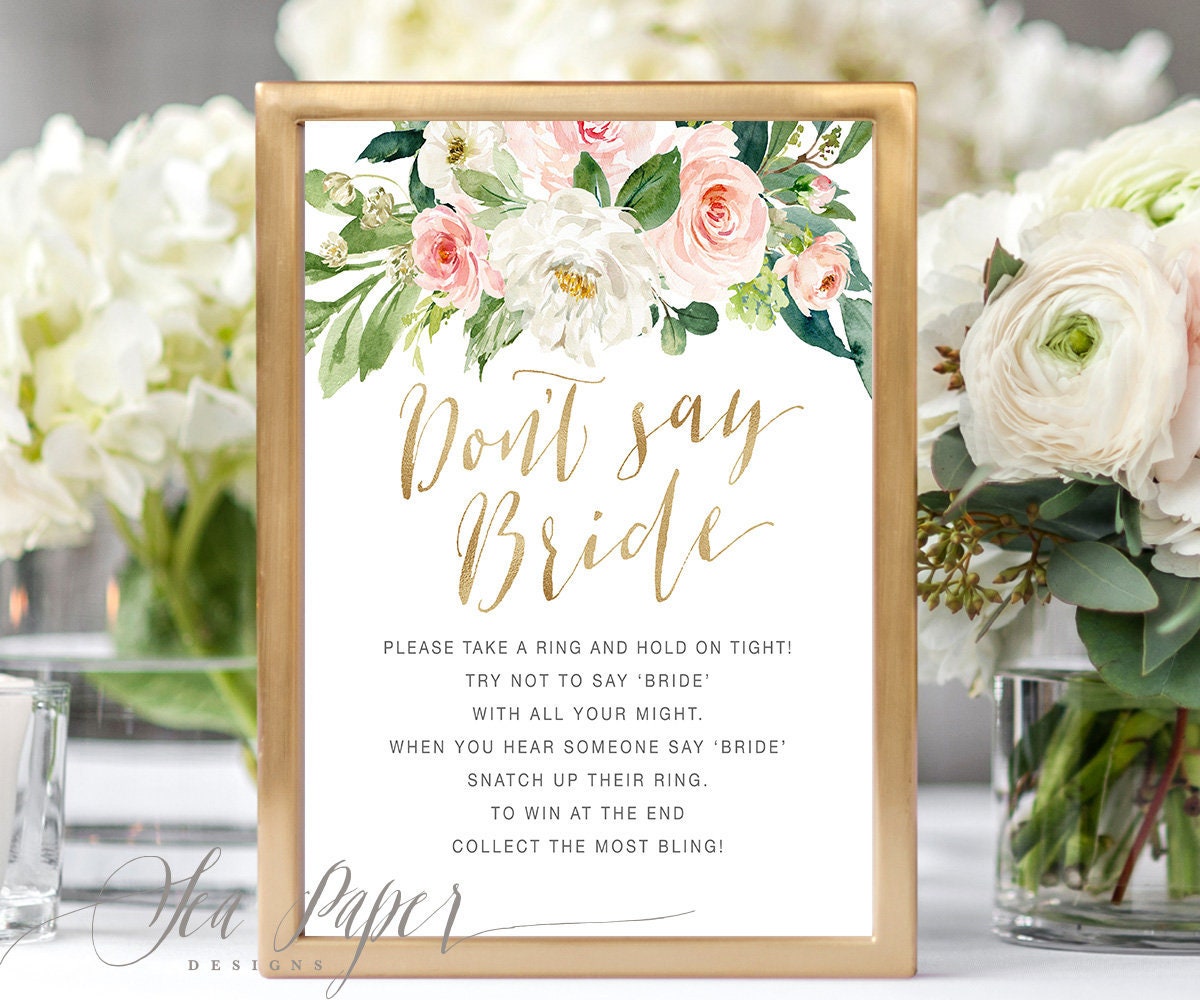 Printable Don T Say Bride Game Bridal Shower Game Sign Etsy