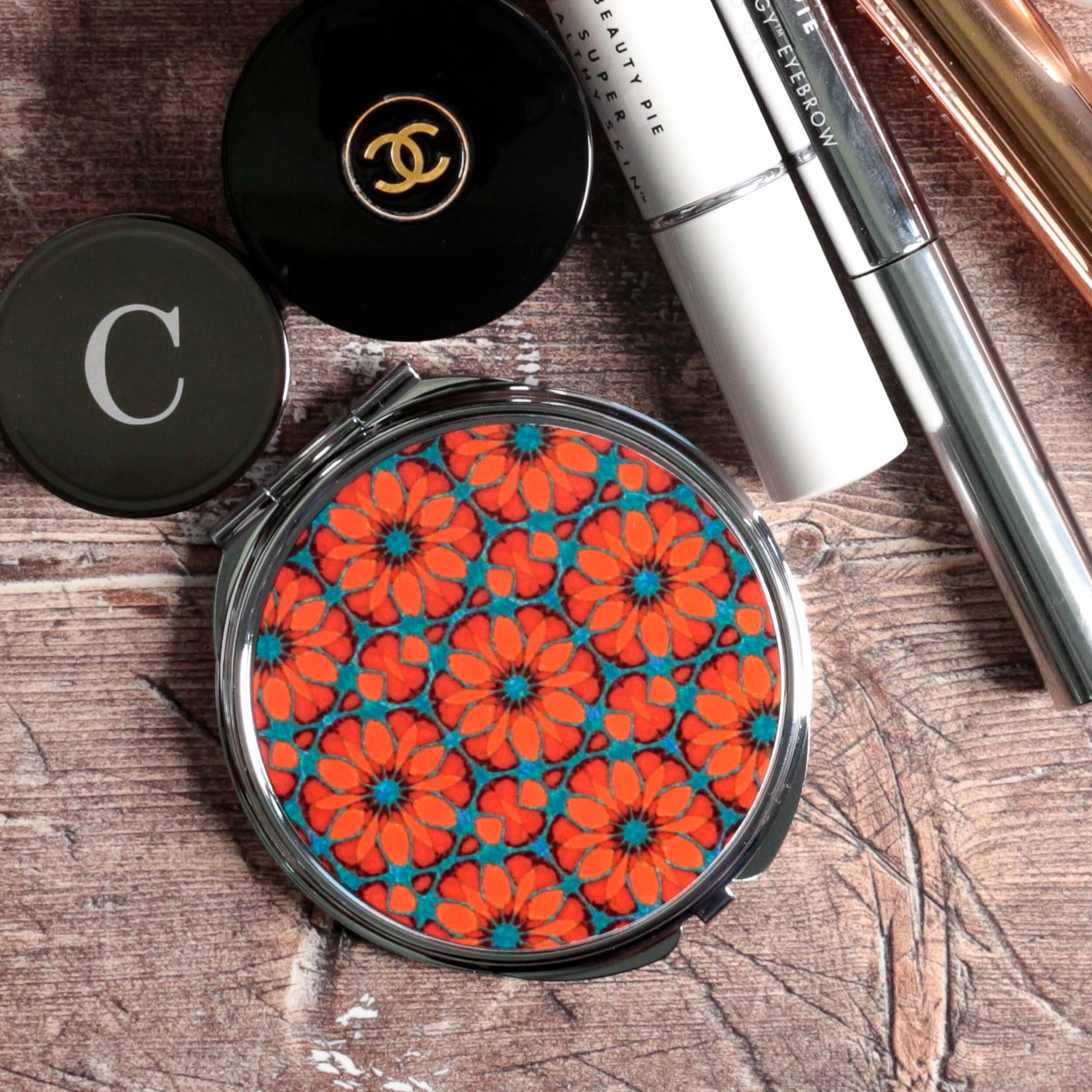 Red Poppies Compact Mirror - Small Makeup Portable Vanity Folding Hand Gift For Gardener Flower