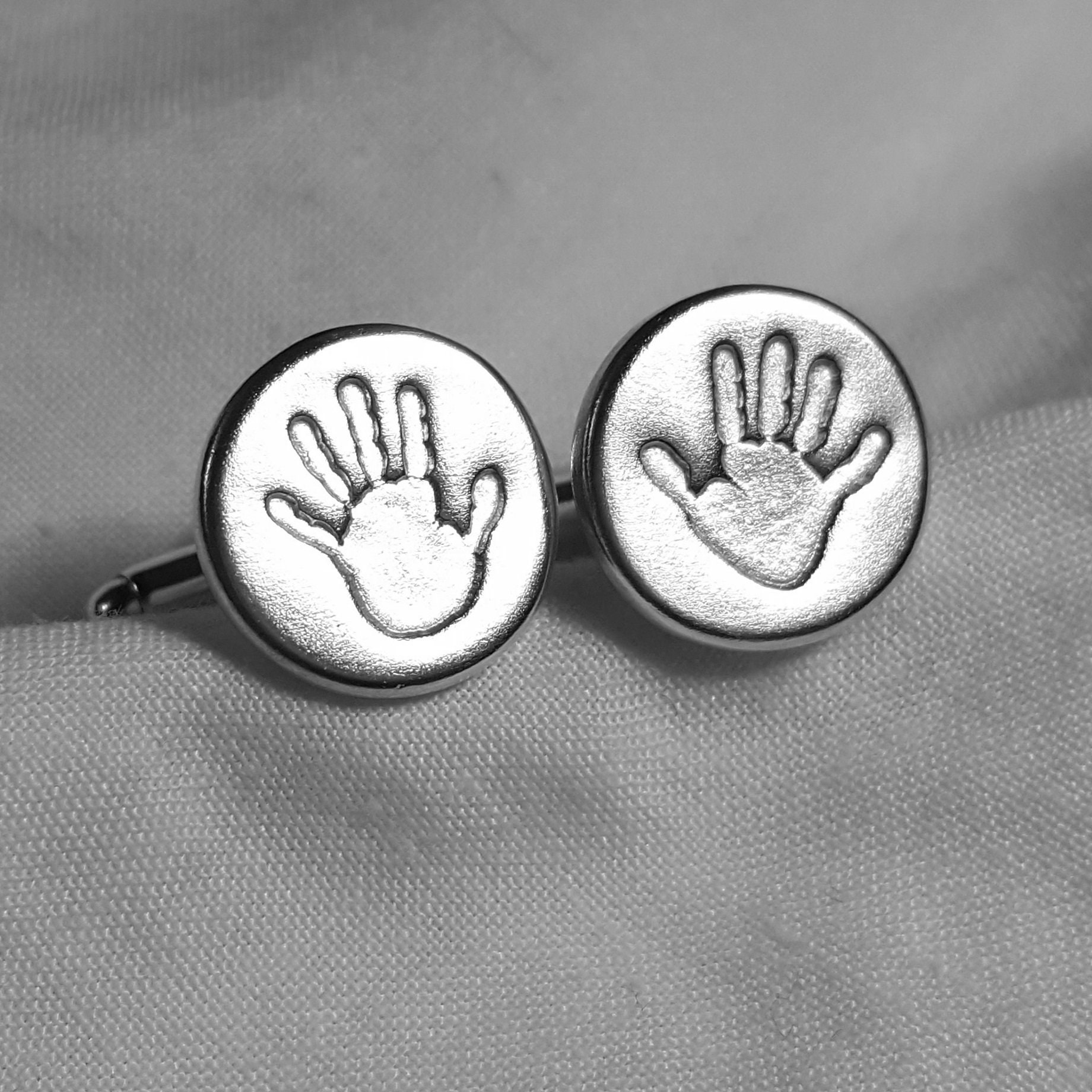 Handprint Cufflinks - Handprint Cuff Links Gifts For New Father Birthday Present Husband Personalised Cufflinks Father’s Day