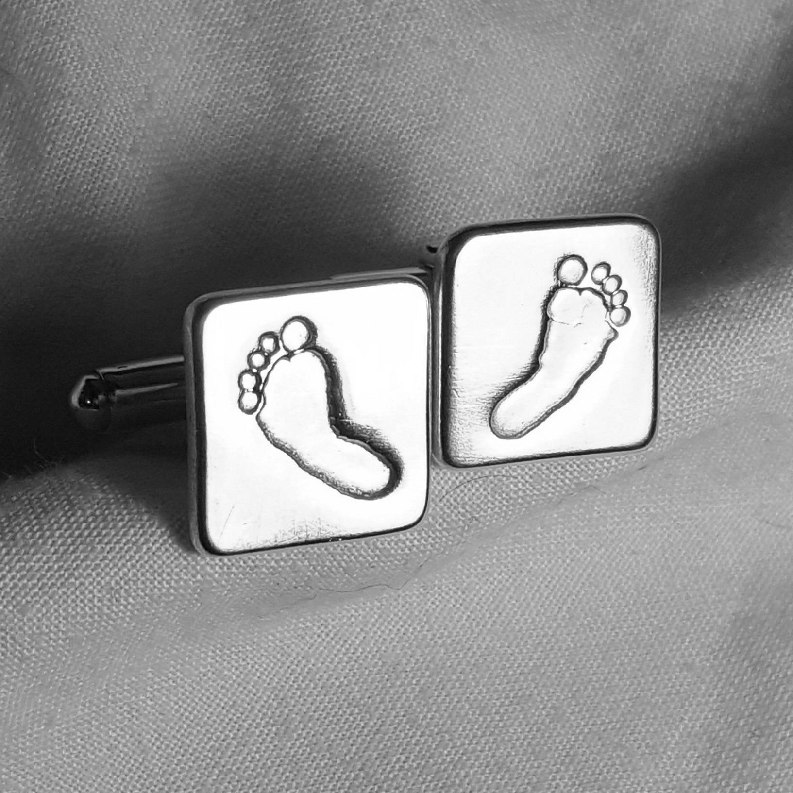 Footprint Cufflinks - Footprint Cuff Links Present For Dad Gift Husband Father’s Day