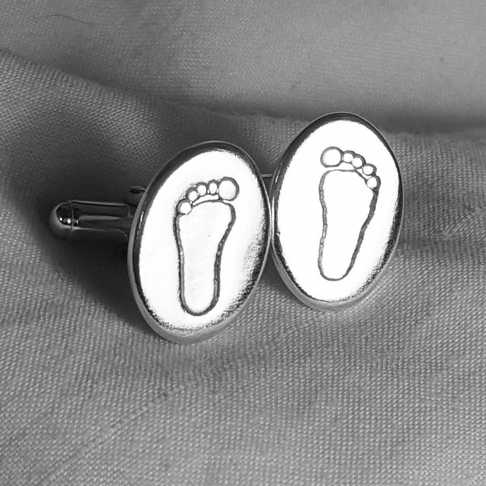 Footprint Cufflinks - Footprint Cuff Links Cufflinks For Dad Birthday Present Husband Father’s Day Gift