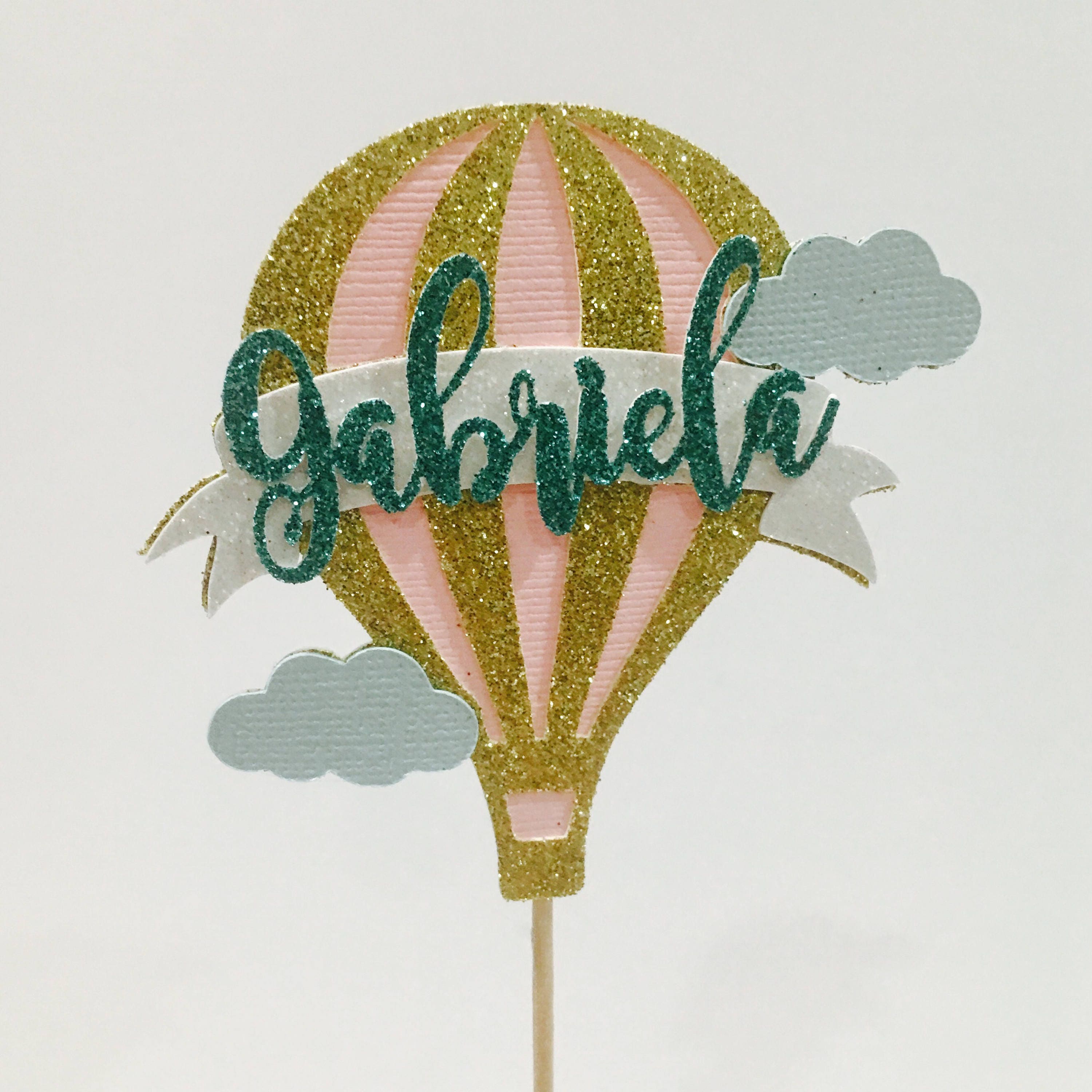 Personalized Hot Air Balloon Cake Topper Hot Air Balloon Cake Topper Baby Girl Topper First