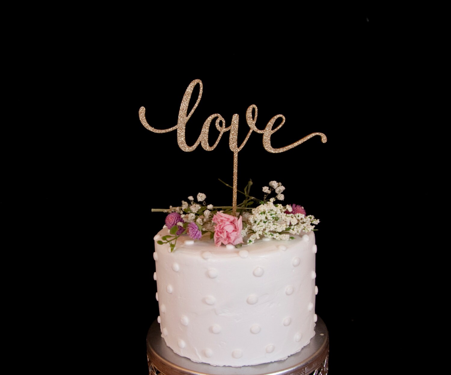 Love Wedding Cake Topper- Glitter Gold