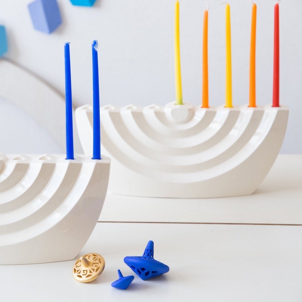 Unique menorah for Hanukkah table