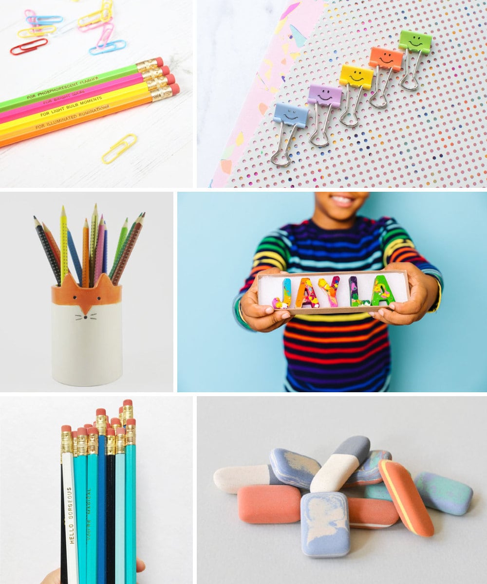 Pencils, writing utensils, desk supplies, and other back-to-school supplies from Etsy