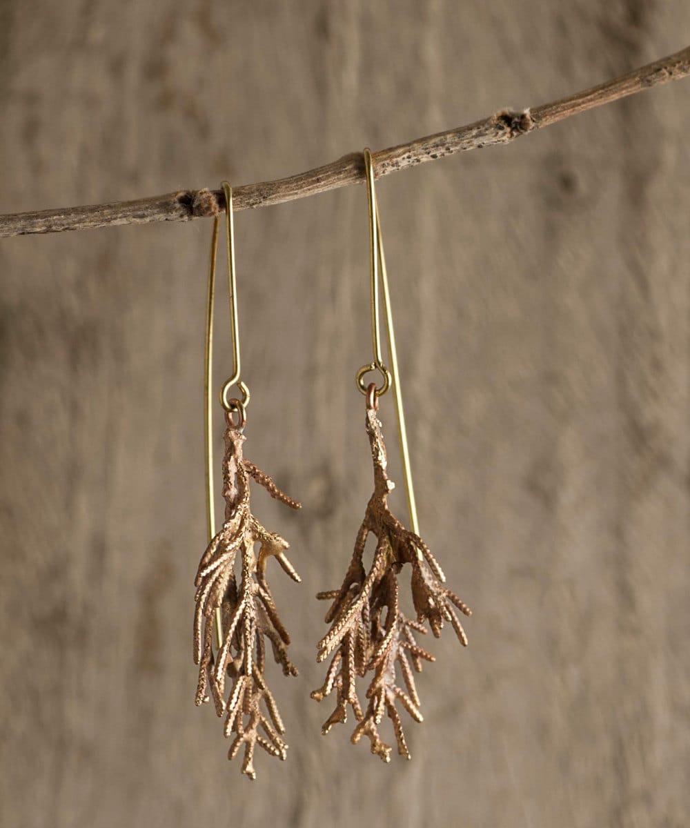 Cypress branch earrings from Mai Solorzano