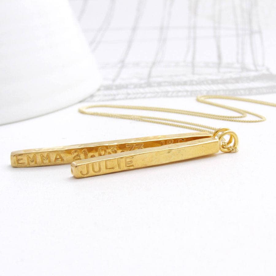 Personalized gold bar necklace from Soremi Jewellery