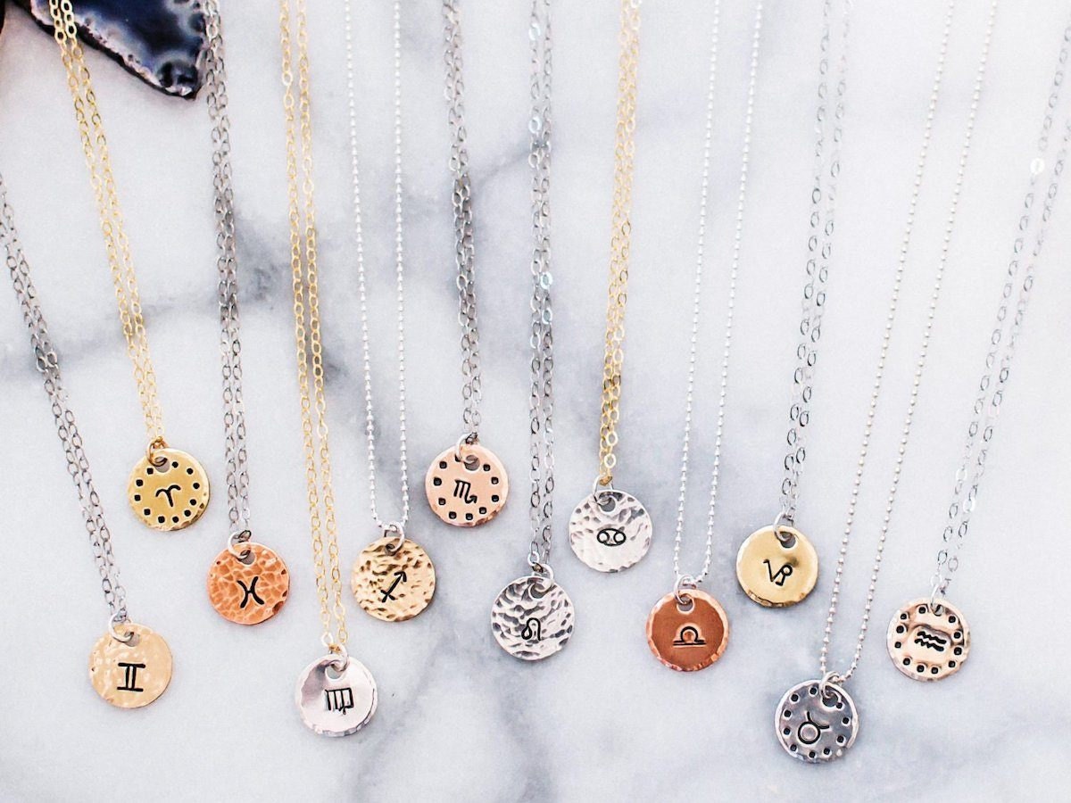 Zodiac star sign necklaces from Zenned Out for all 12 signs