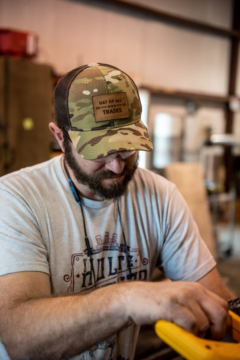 Rick works on a piece in his workshop.