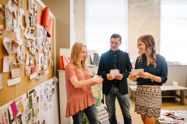 Patrick Priore, Chief Merchant at Paper Source and designer Ashley Kukulski of Evermore Paper Co., photo credit: Jasmine Pulley