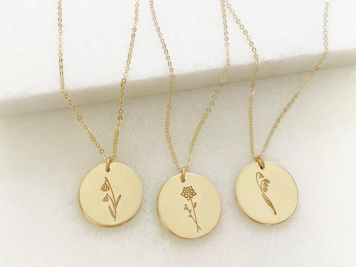 Birth flower necklaces from The Silver Wren