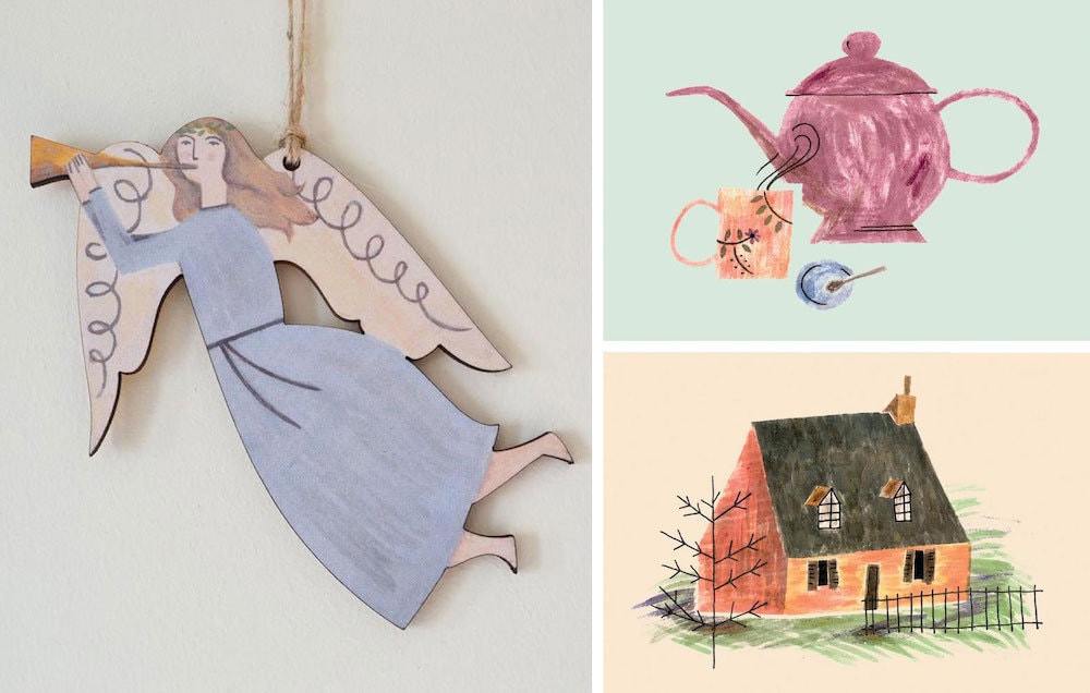 Assorted postcards, prints, and decor from Jessica Kopetzki