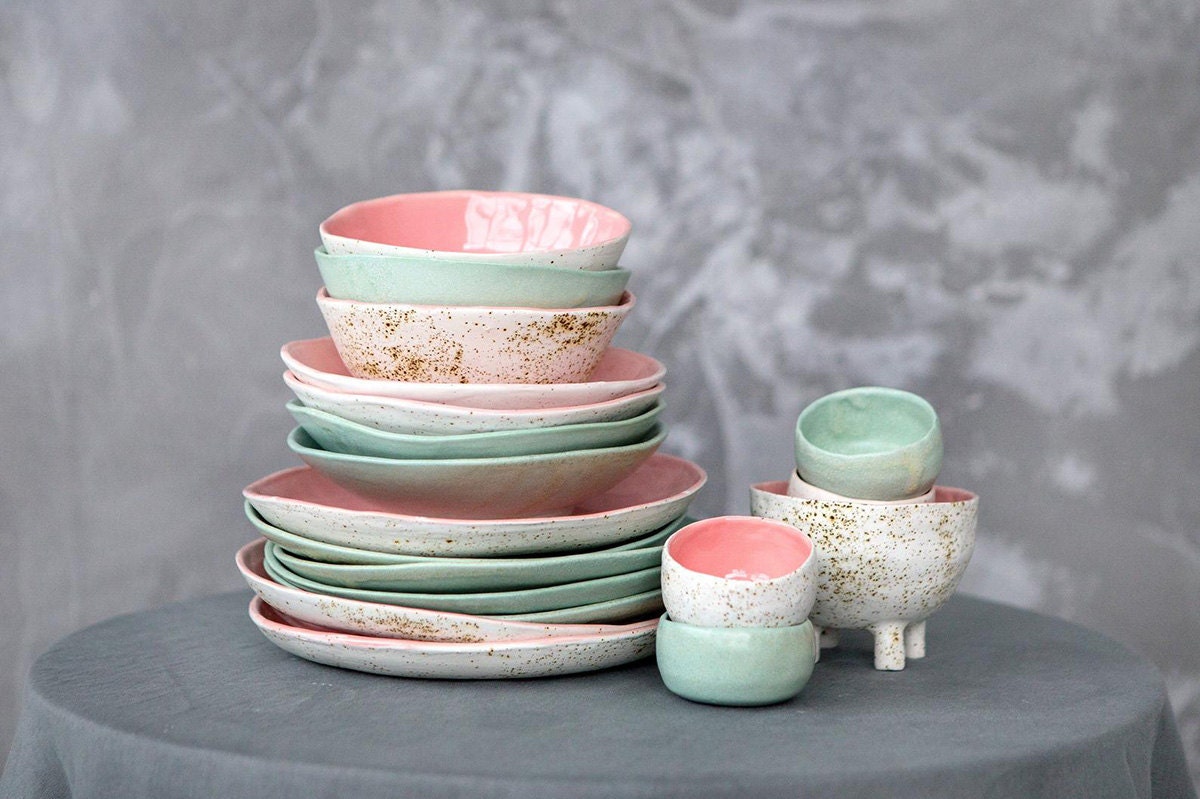 Colorful dinnerware from Etsy