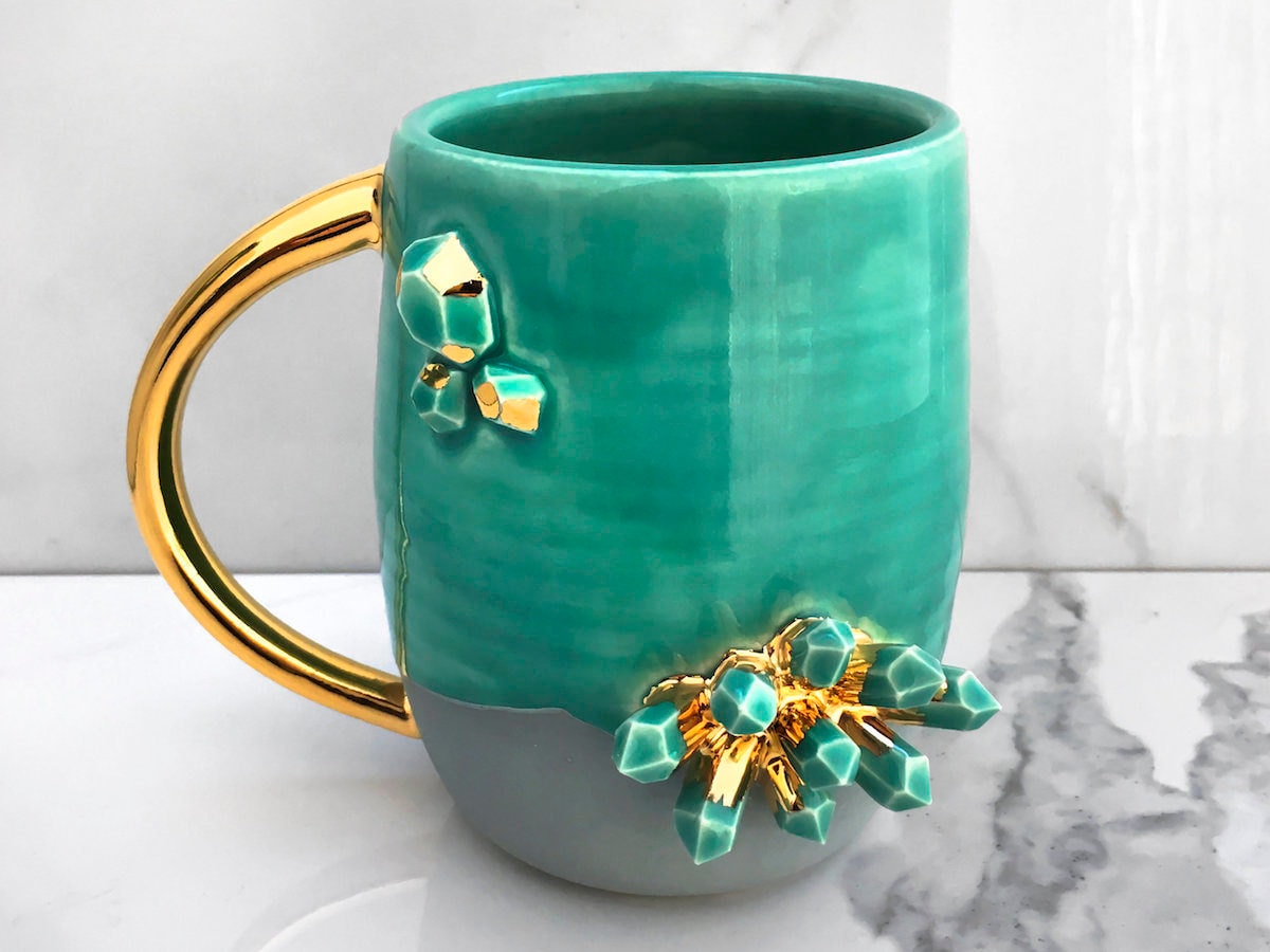 Aquamarine-inspired geode mug from Modern Mud