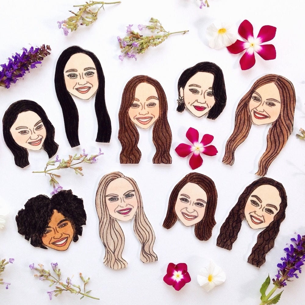 Custom bridesmaid magnets from Kit Atlas