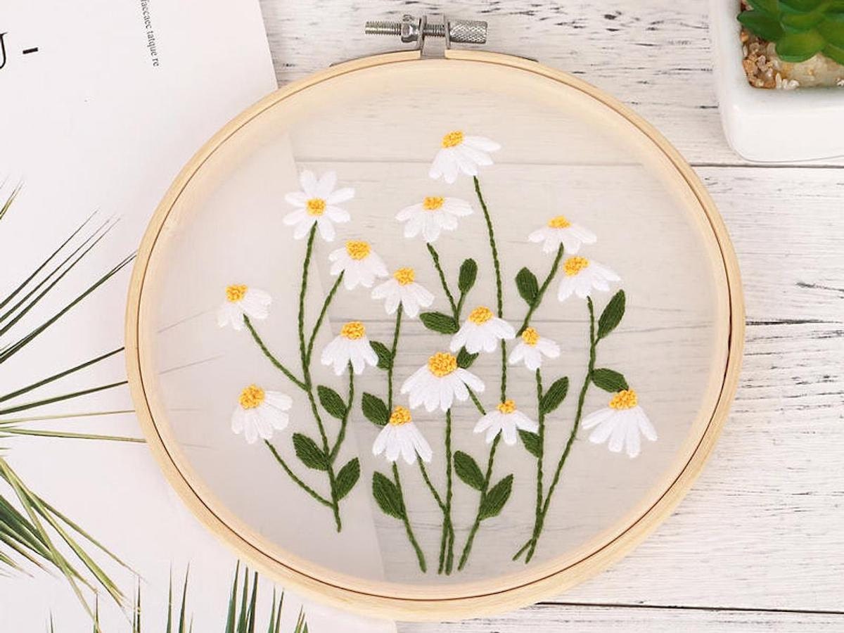 Floral embroidery hoop