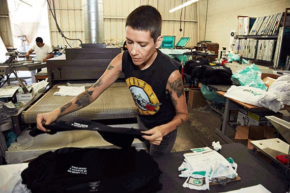Production process at Deluxe Screen Printing