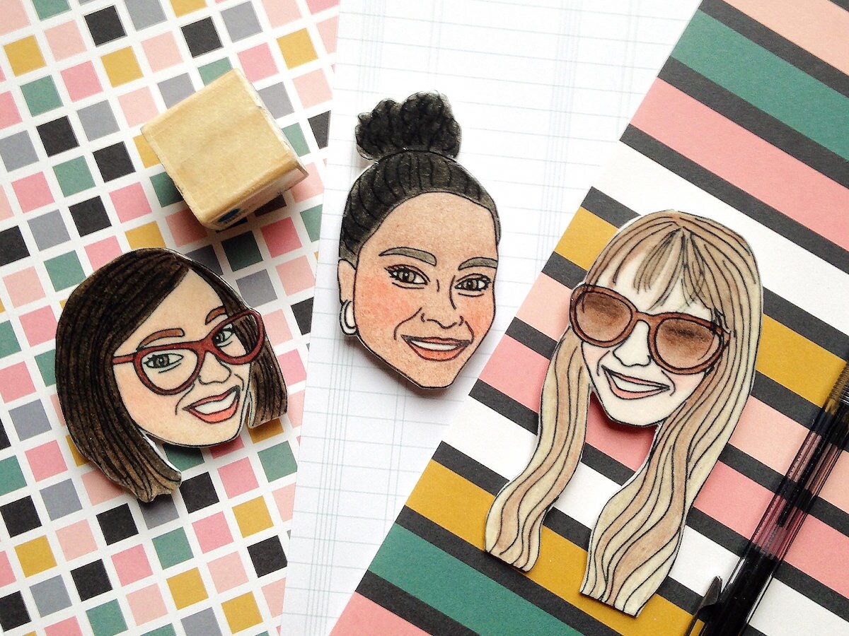 Trio of custom portrait magnets from Kit Atlas