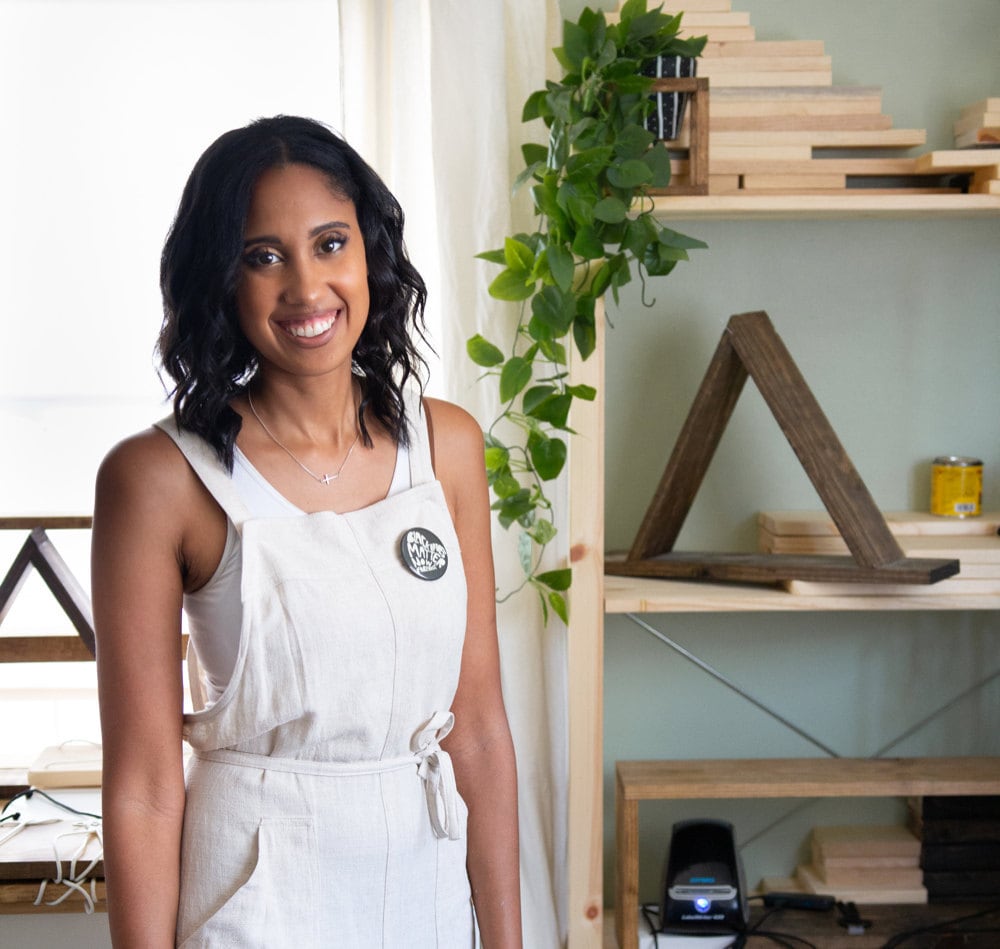 A portrait of TheCraftySwirl shop owner Ilana Mayes in her LA studio.