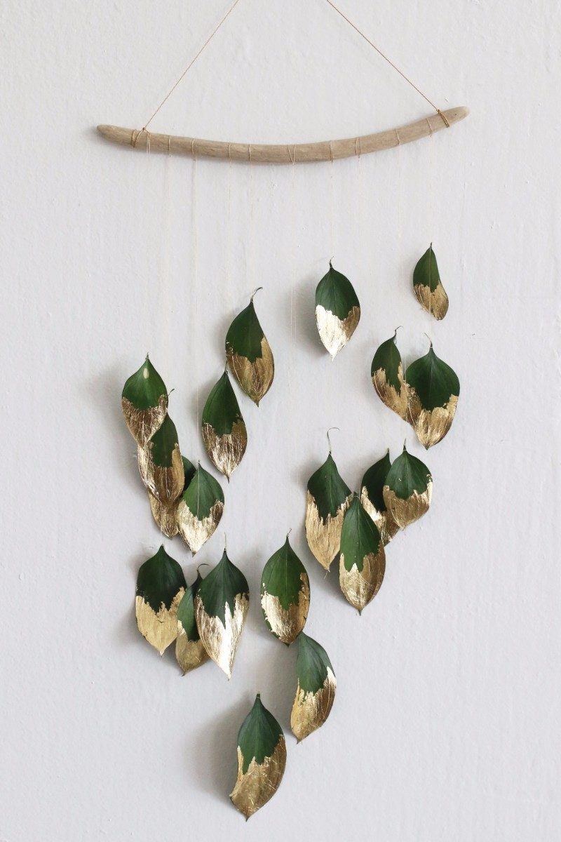 Finished DIY gold leaf wall hanging