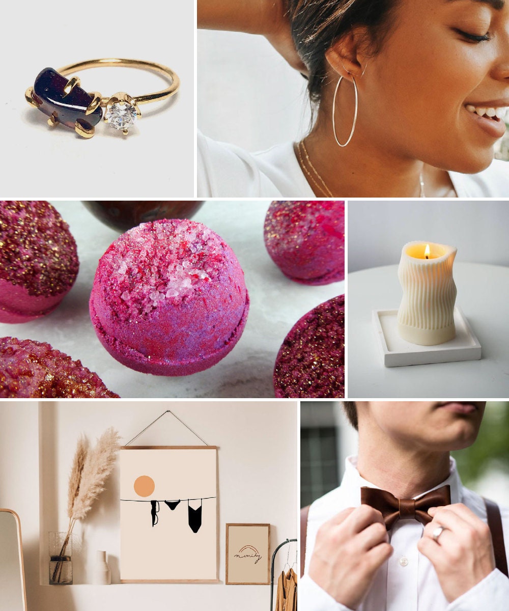 A collage of bold birthday gift ideas hand-picked for Scorpio.