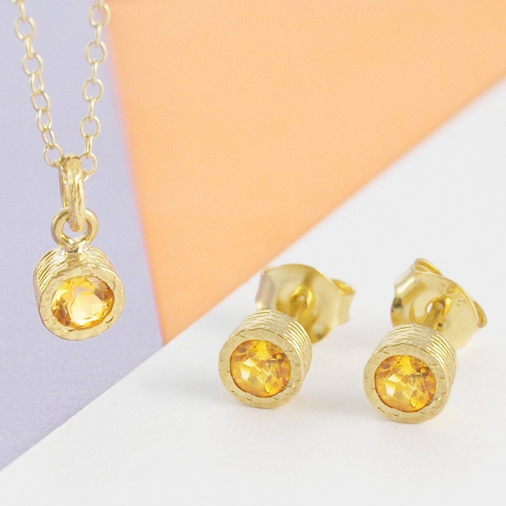 Citrine studs and necklace set from Embers Gemstone Jewellery