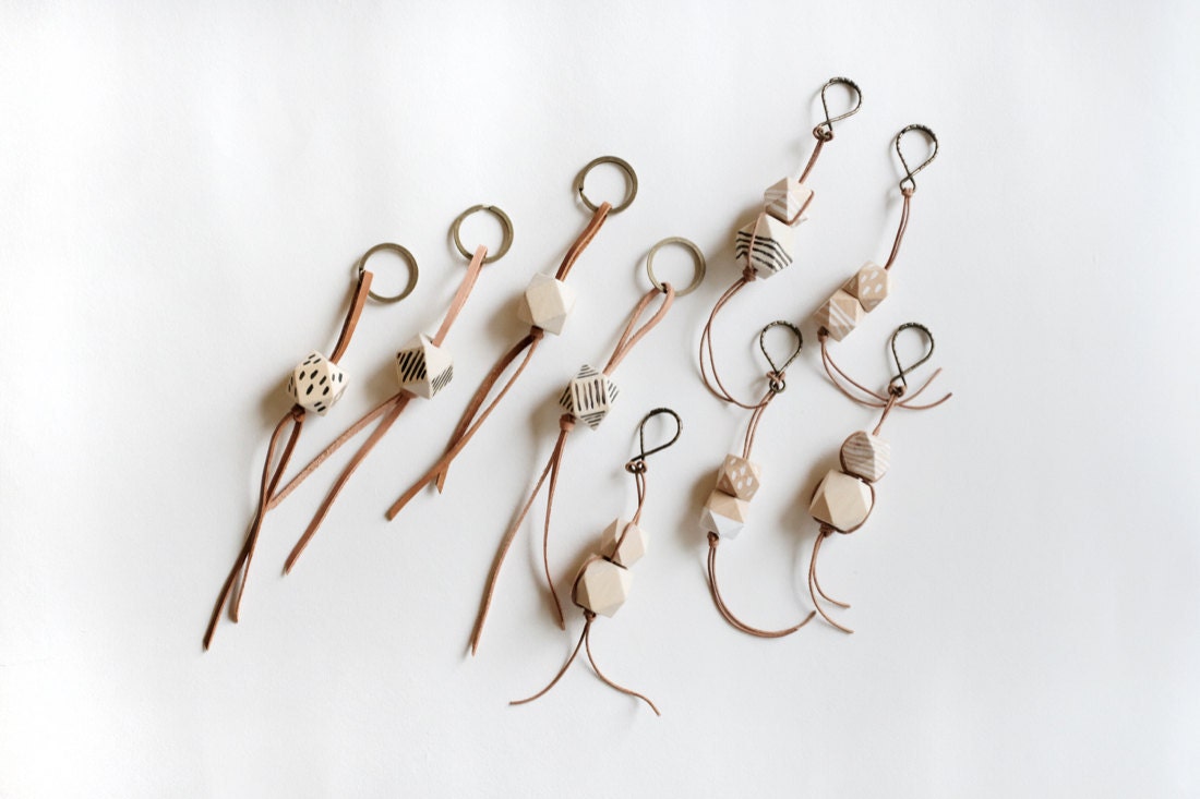 Wood and leather key rings from Small Queue