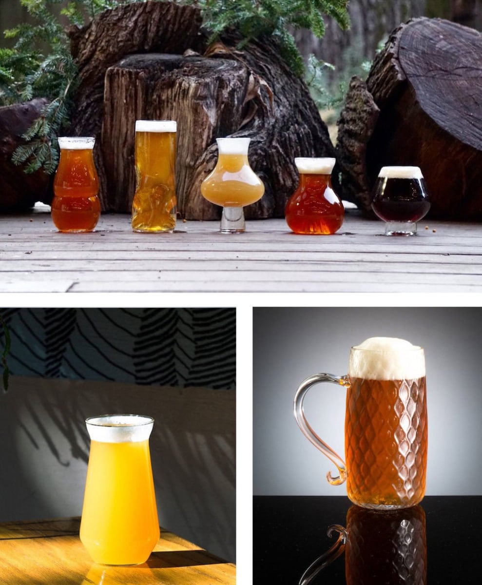 Select set of craft beer glasses, English beer mug, hazy IPA mug, all from Pretentious Beer Glass Company