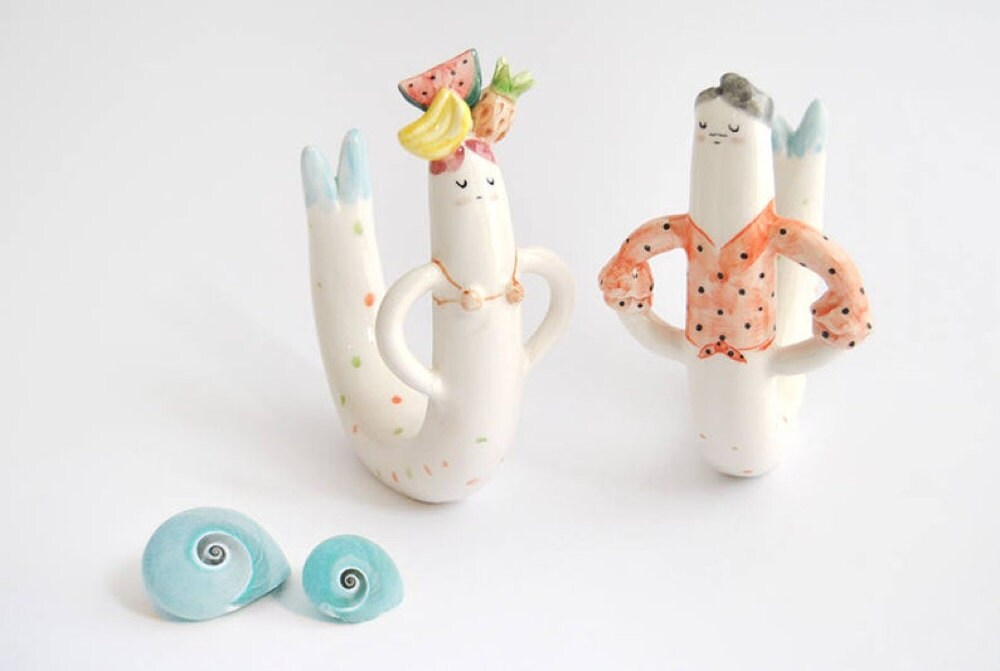 Tropical mermaid figures from Barruntando Ceramics