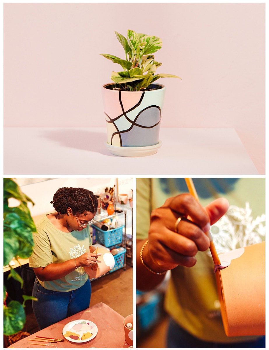 Hand-painted planters from Pepper Palm