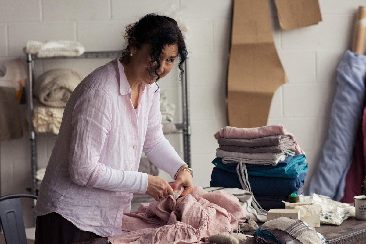 Doville at work in the House of Baltic Linen studio