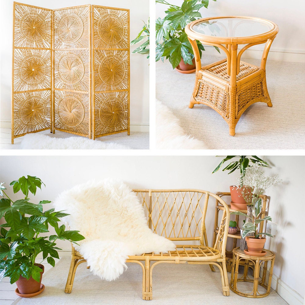 A collage of bamboo furniture from Vintage Wanders