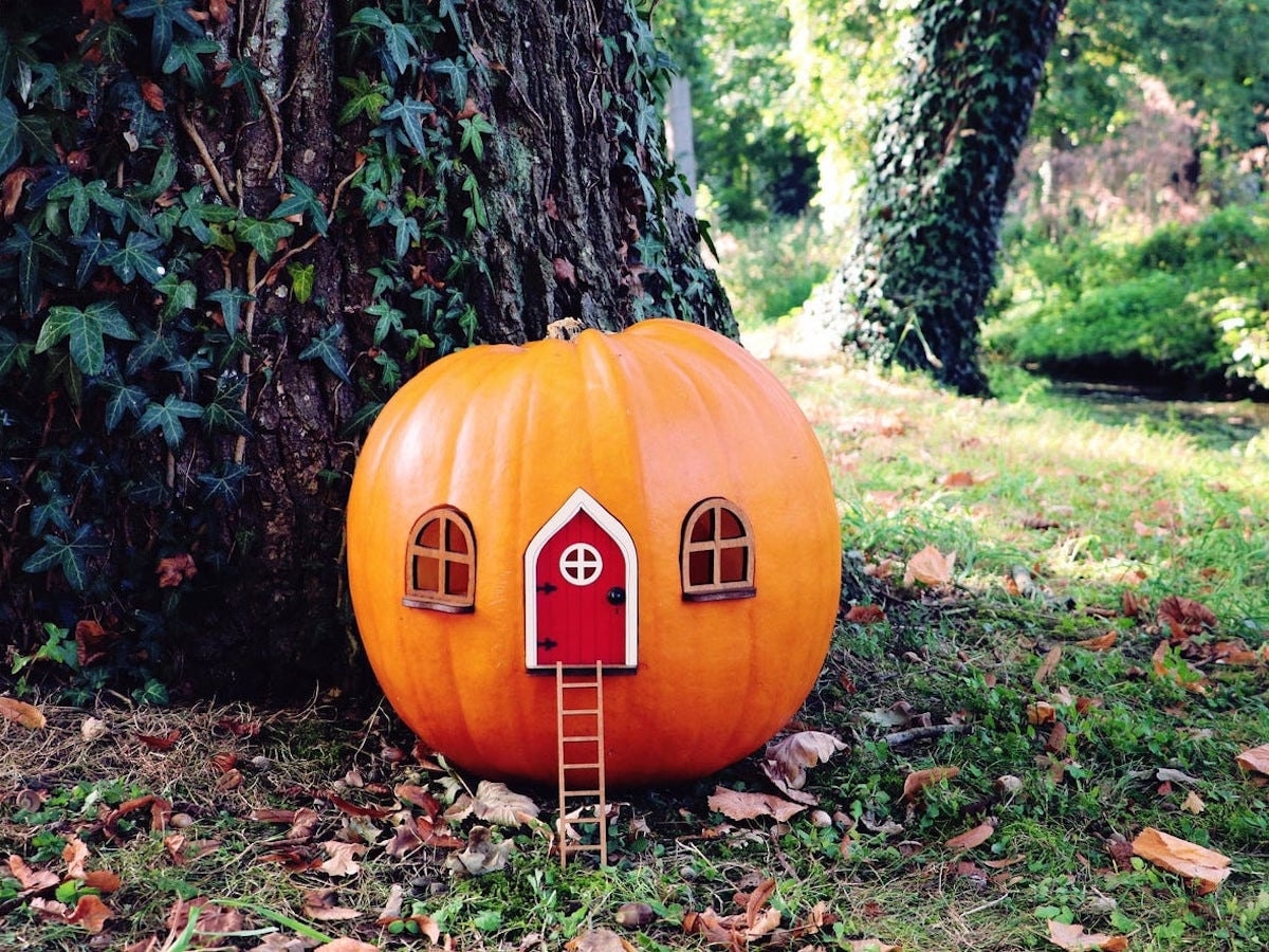 Fairy door pumpkin decor