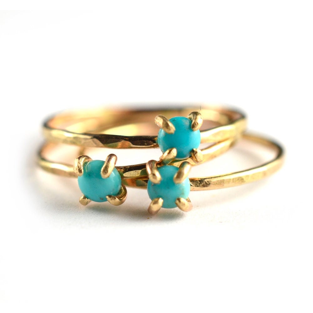 Turquoise stacking rings from Aquarian Thoughts