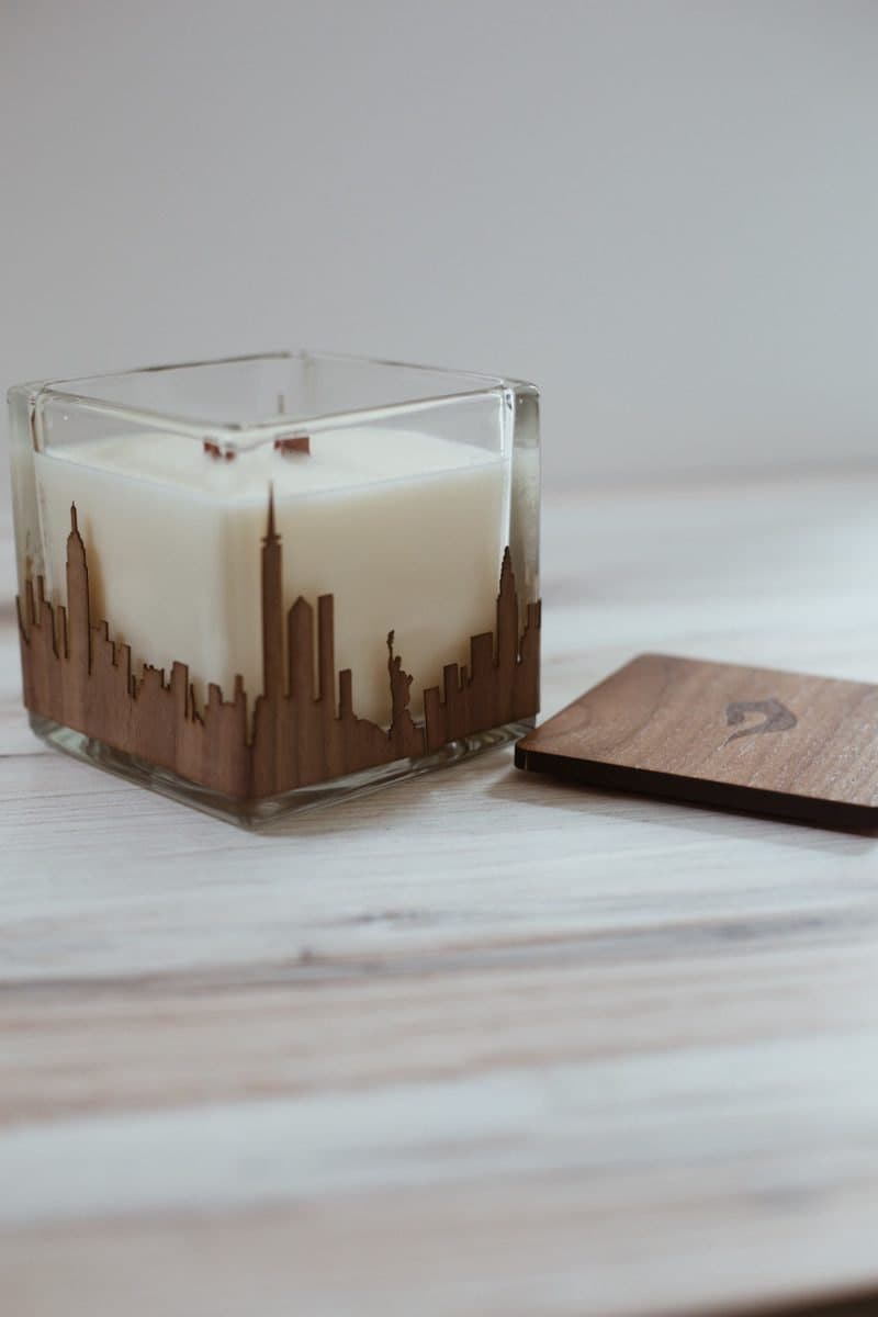 Custom city skyline candle from Swoon Living