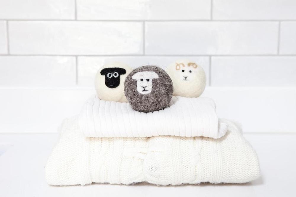 Felted wool dryer ball set from Little Beau Sheep