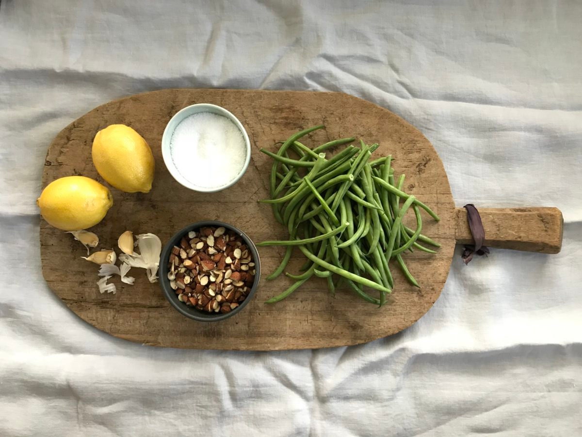Ingredients for Julia Turshen's green bean recipe