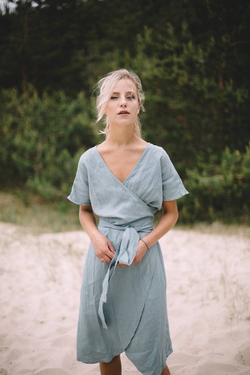 Linen Mimosa wrap dress from Linenfox