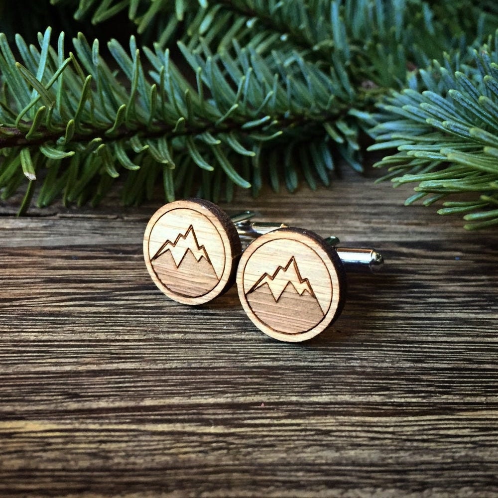 Mountain cufflinks groomsman gift from Cabin, on Etsy
